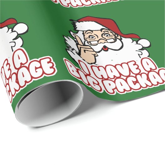 De kerstman heeft een groot pakket cadeaupapier (Rol Hoek)