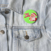 De kerstman heeft een groot pakket ronde button 5,7 cm (In situ)