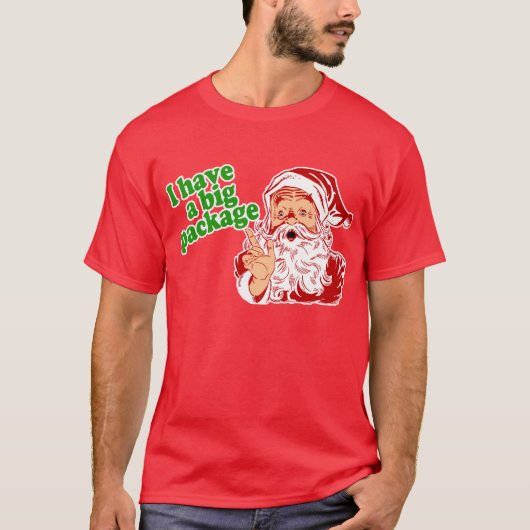 De kerstman heeft een groot pakket t-shirt (Voorkant)