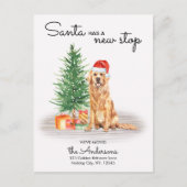 De Kerstman heeft een nieuwe Stop Golden Retriever Aankondigingskaart (Voorkant)
