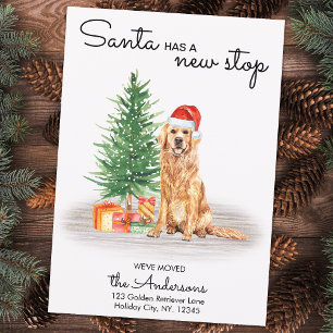 De Kerstman heeft een nieuwe Stop Golden Retriever Feestdagenkaart