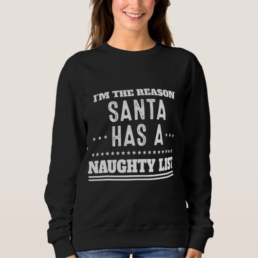 De Kerstman heeft een Sarcasm-pun op de Naughty Li Trui (Voorkant)