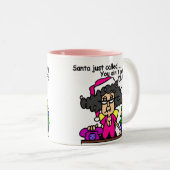 De Kerstman heeft gebeld Tweekleurige Koffiemok (Voorkant rechts)