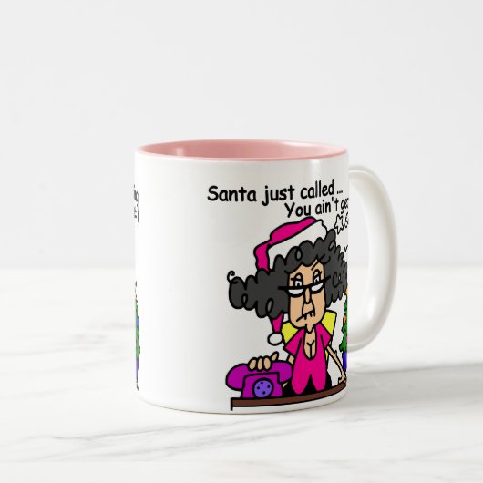 De Kerstman heeft gebeld Tweekleurige Koffiemok (Voorkant rechts)