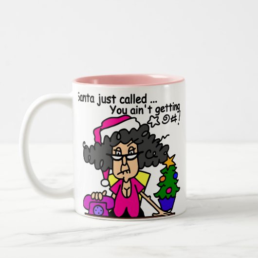 De Kerstman heeft gebeld Tweekleurige Koffiemok (Links)