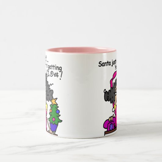 De Kerstman heeft gebeld Tweekleurige Koffiemok (Center)