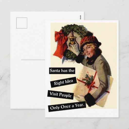 De Kerstman heeft het juiste idee... Feestdagenkaart (Voorkant / Achterkant)