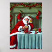 De kerstman heeft veel te drinken | AI Art Poster (Voorkant)