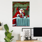 De kerstman heeft veel te drinken | AI Art Poster (Thuiskantoor)