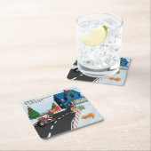 De Kerstman hield mijn cadeau grappig Santa op de Kartonnen Onderzetters (Insitu)