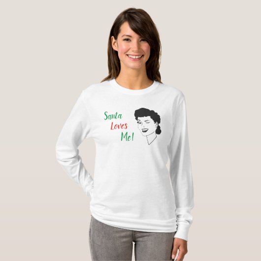 De Kerstman houdt van me met het kerstShirt T-shirt (Voorkant volledig)