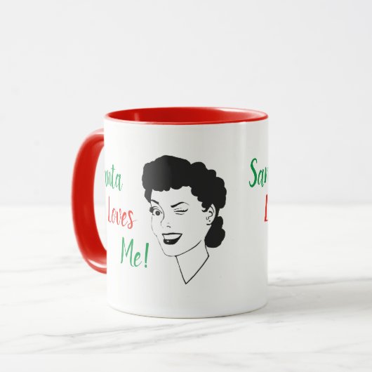 De kerstman houdt van me Retro Style Mok (Voorkant links)