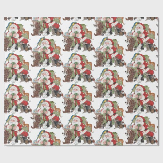 De Kerstman houdt van onze huisdieren! kerstfeestd Cadeaupapier (Vlak)