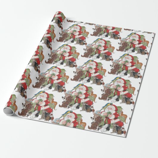 De Kerstman houdt van onze huisdieren! kerstfeestd Cadeaupapier (Uitgerold)