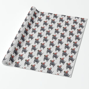 De Kerstman houdt van Rinocerossen Cadeaupapier