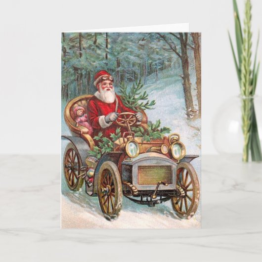 De Kerstman in Auto Feestdagen Kaart (Voorkant)