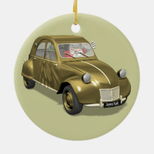 De Kerstman in Citroën 2CV Keramisch Ornament