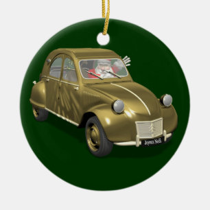 De Kerstman in Citroën 2CV Keramisch Ornament
