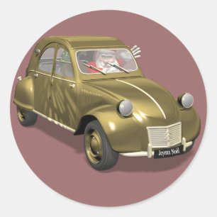 De Kerstman in Citroën 2CV Ronde Sticker