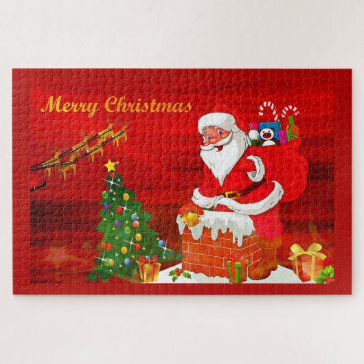 De Kerstman in de Chimney Legpuzzel (Horizontaal)