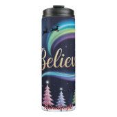 De Kerstman in de nachtelijke hemel Thermosbeker (Voorkant)