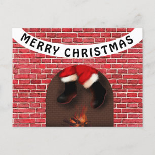 De kerstman in de schoorsteen briefkaart