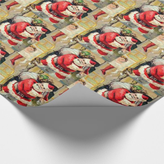 De kerstman in de schoorsteen cadeaupapier (Hoek)