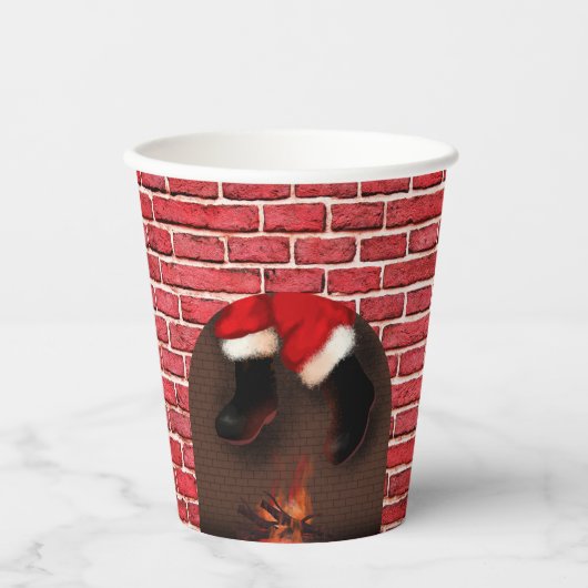 De kerstman in de schoorsteen papieren bekers (Voorkant)