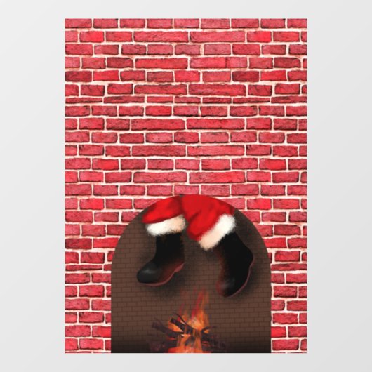 De kerstman in de schoorsteen raamsticker (Vel)