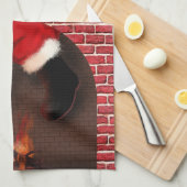 De kerstman in de schoorsteen theedoek (Quarter Fold)
