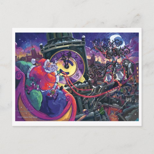 De Kerstman in de stad Feestdagenkaart (Voorkant)