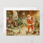 De Kerstman in de Stallen van het Rendier van Feestdagenkaart (Voorkant / Achterkant)