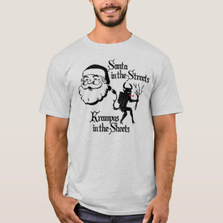 De kerstman in de straten. Krampus in de Sheets. T-shirt