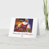 De Kerstman in de Winkel van het Speelgoed Feestdagen Kaart (Achterkant)