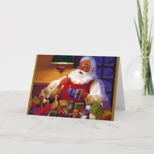 De Kerstman in de Winkel van het Speelgoed Feestdagen Kaart (Voorkant)