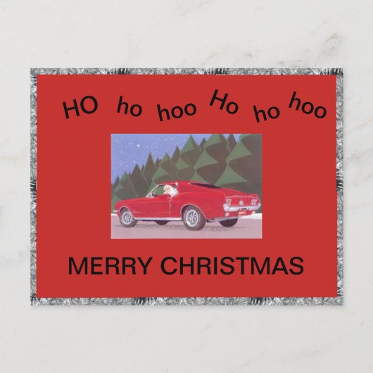 De Kerstman in een Mustang Feestdagenkaart (Voorkant)