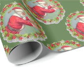 De Kerstman in een Wreath Wrapping Paper Cadeaupapier (Rol Hoek)