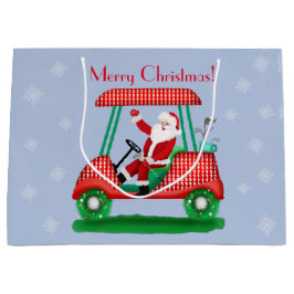 De kerstman in Golf Cart. Kerst! Groot Cadeauzakje
