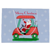 De kerstman in Golf Cart. Kerst! Groot Cadeauzakje (Achterkant)