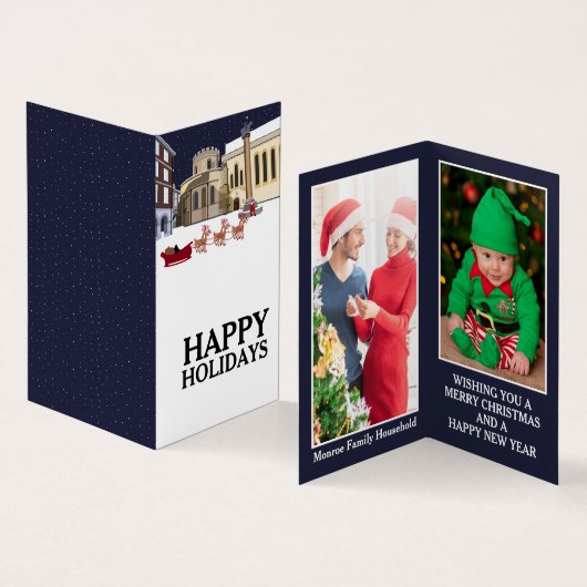 De Kerstman in Londen, de Kaart van de familiefoto Visitekaartje (Binnen en buitenkant)