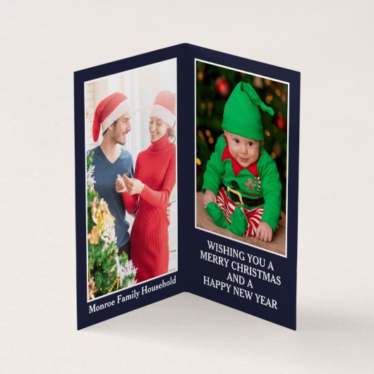 De Kerstman in Londen, de Kaart van de familiefoto Visitekaartje (Binnen)