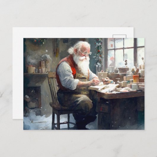 De Kerstman in zijn Briefkaart van de Workshop (Voorkant / Achterkant)
