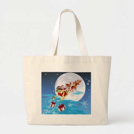 De kerstman in zijn slede grote tote bag (Voorkant)