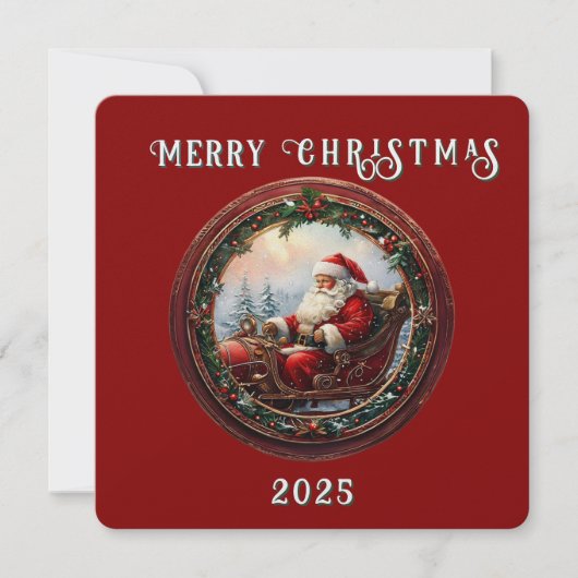 De Kerstman in zijn slee Kaart (Voorkant)