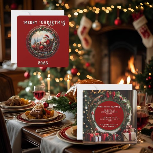 De Kerstman in zijn slee Kaart