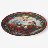 De Kerstman in zijn slee Papieren Bordje (Gekanteld)