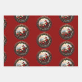 De Kerstman in zijn slee Wenskaart Inpakpapier Vel (Voorkant)