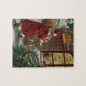 De kerstman is aan de deurpuzzel legpuzzel (Horizontaal)