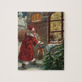 De kerstman is aan de deurpuzzel legpuzzel (Verticaal)