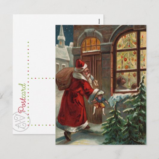 De kerstman is aan het Briefkaart van de deur (Voorkant / Achterkant)